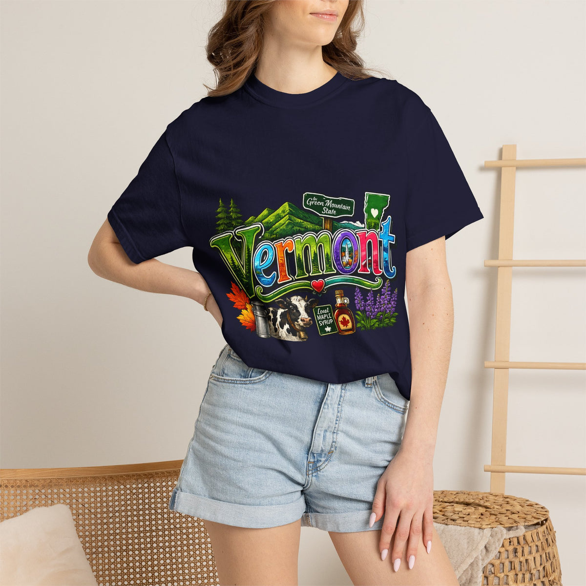 Vermont postcard collage T-shirt | State travel design