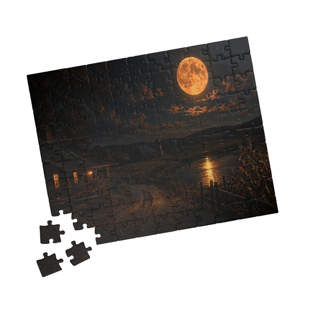 Moonlit Harbor Jigsaw Puzzle — Scenic Night Ocean Puzzle (110/252/520/1014 pcs)