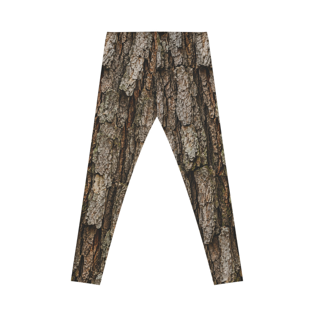 Bark Print Women's Leggings — Realistic Tree Trunk Camouflage Leggings