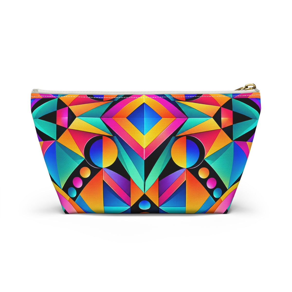 Geometric Neon Makeup Pouch — Colorful Art Deco Accessory Bag
