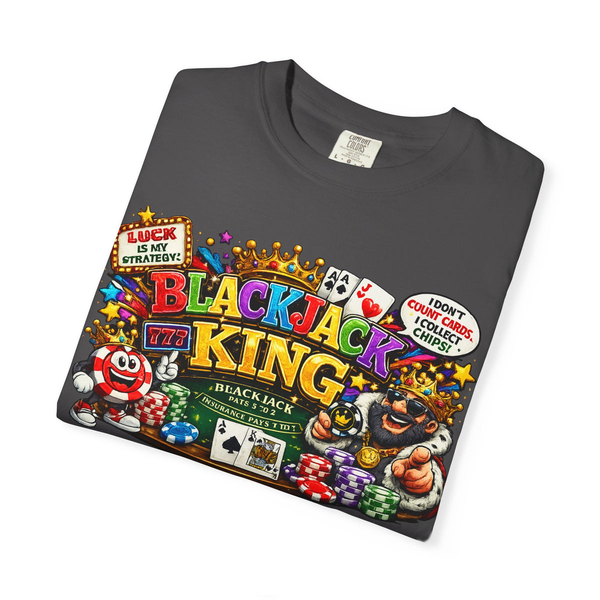 Blackjack King graphic T-shirt | Casino Playing Cards, Chips Design