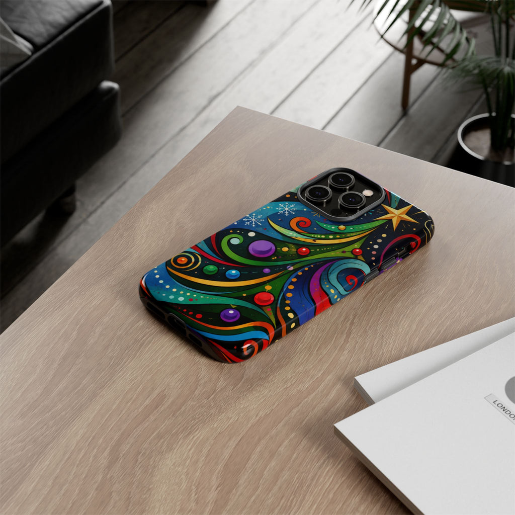 Colorful Swirl Christmas Tree Tough Phone Case
