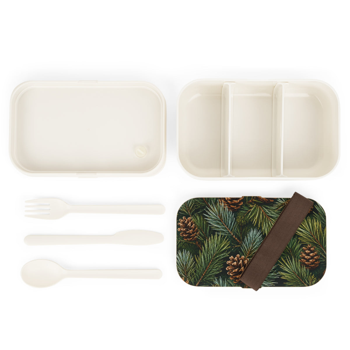 Pinecone Holiday Bento Lunch Box — Evergreen Forest Print