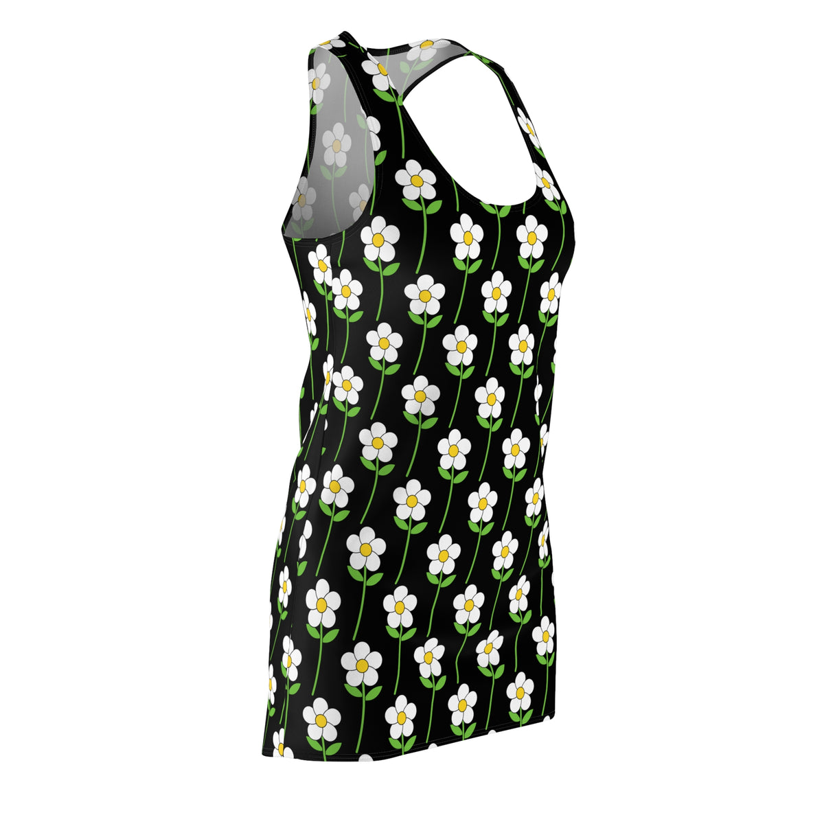 Daisy Chain Racerback Dress — Black Floral All-Over Print