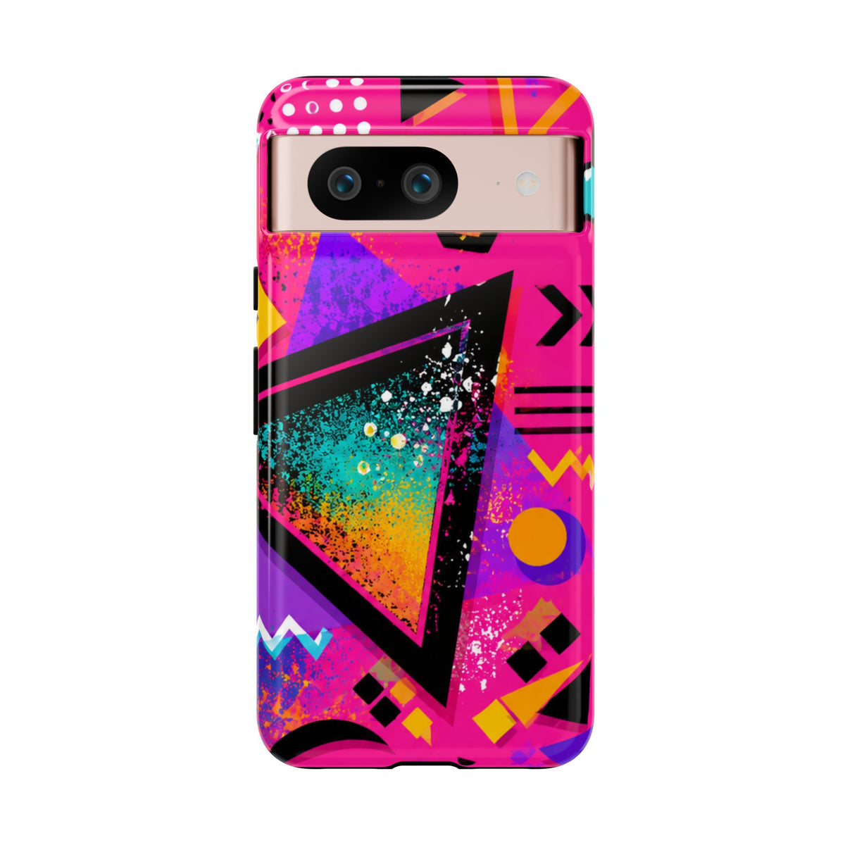 Retro 80s Geometric Phone Case — Neon Triangle Tough Case