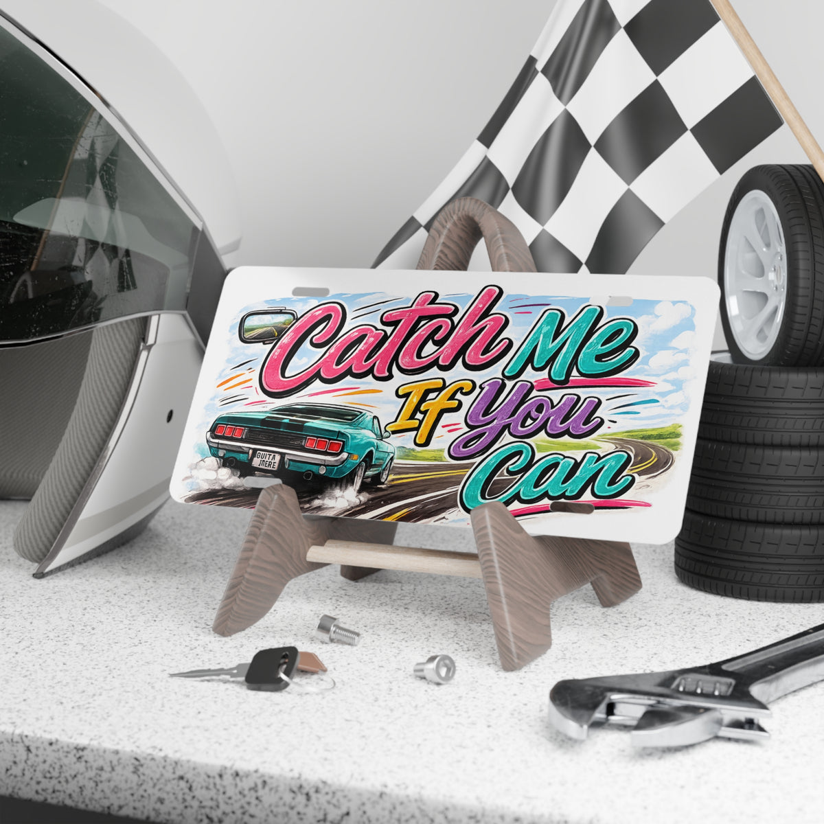 Catch Me If You Can Vanity Plate | Retro Muscle Car Drive