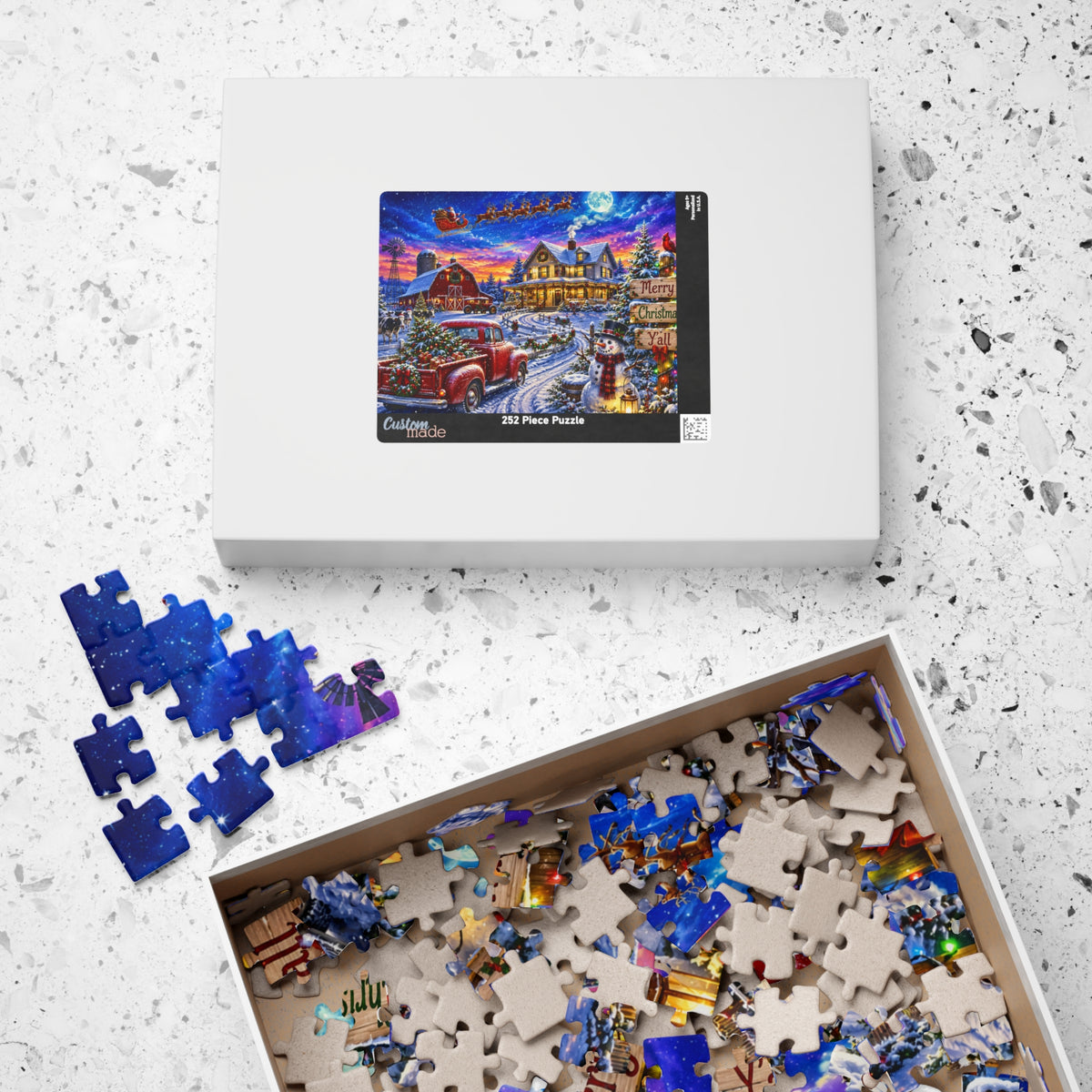 Christmas Country Scene Puzzle — 'Merry Christmas Y'all' Holiday Jigsaw (110–1014 pcs)