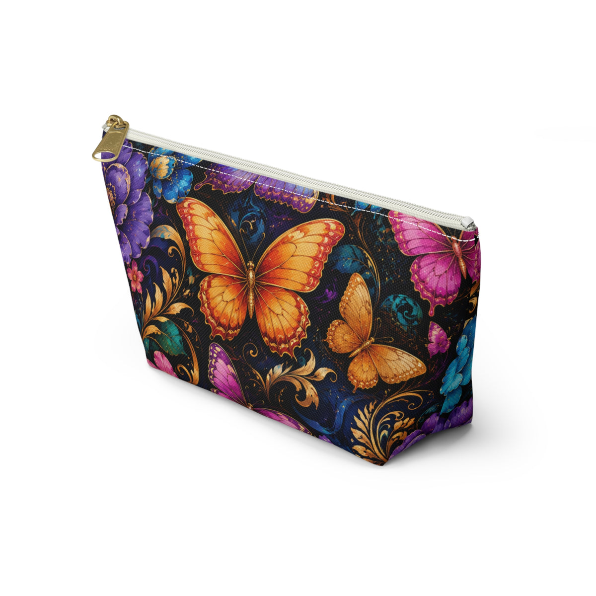 Butterfly Garden Accessory Pouch — Vibrant Floral Makeup Bag