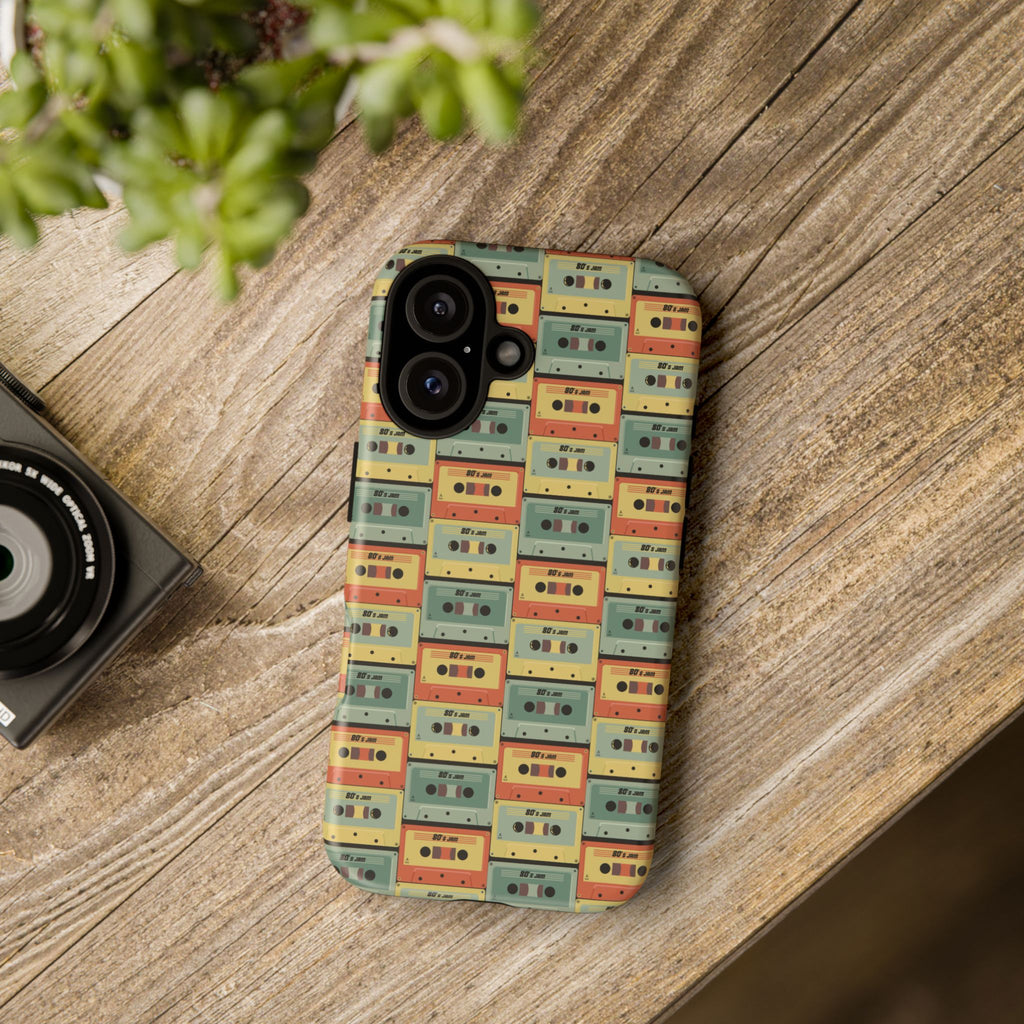 Retro Cassette Tape Phone Case — Vintage Music Pattern Tough Case