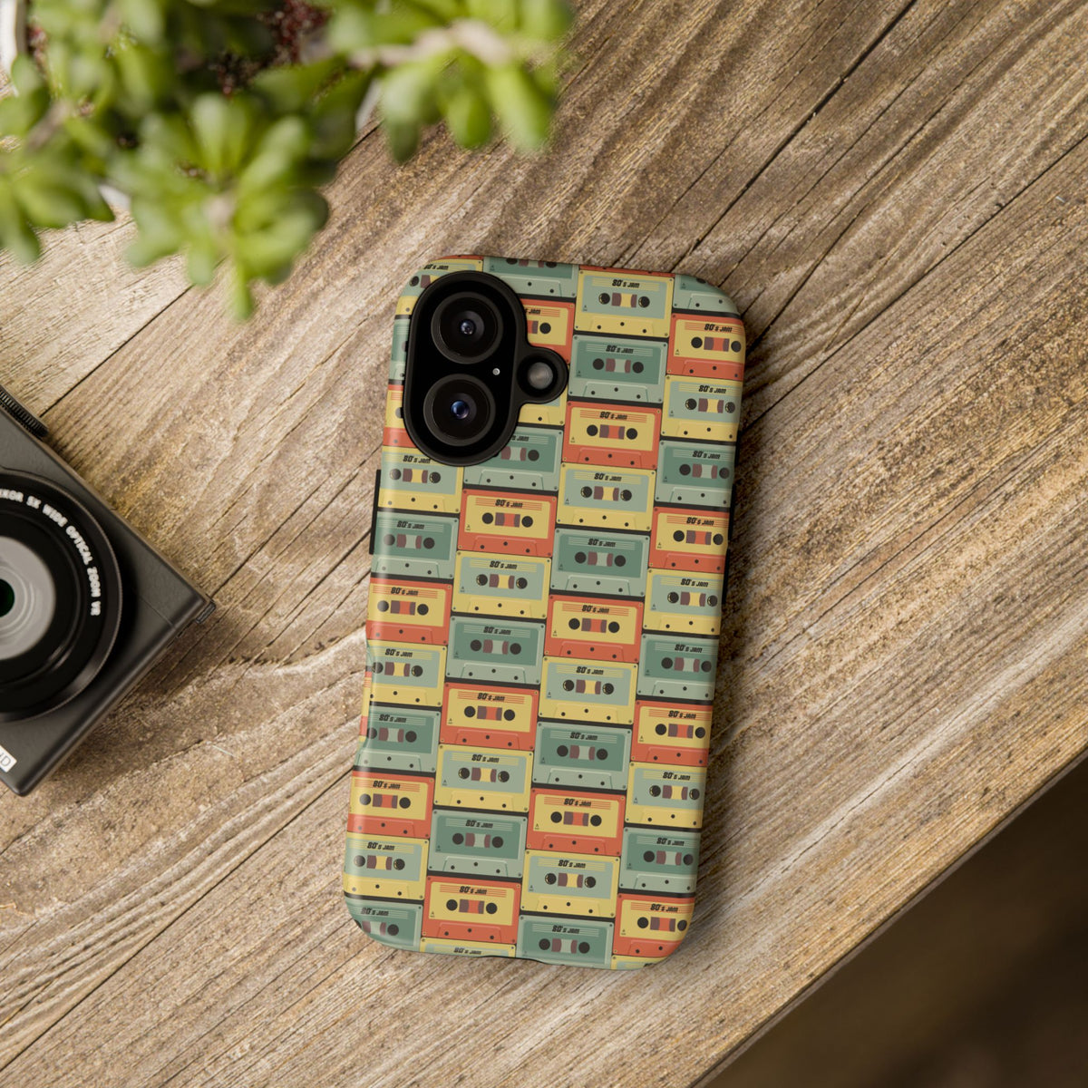 Retro Cassette Tape Phone Case — Vintage Music Pattern Tough Case