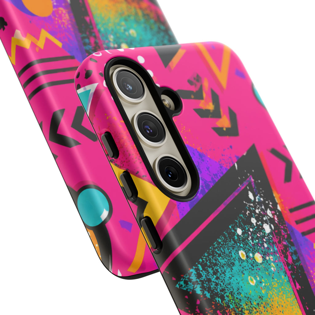 Retro 80s Geometric Phone Case — Neon Triangle Tough Case