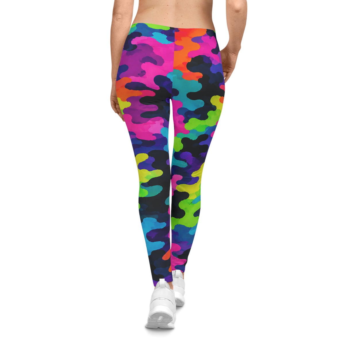 Neon Camo Leggings — Women's Vibrant All-Over-Print Activewear