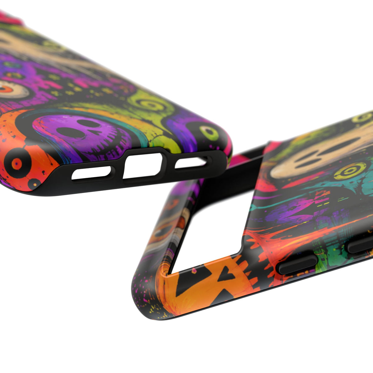 Halloween Ghost Phone Case — Colorful Spooky Skull & Haunted House Tough Case