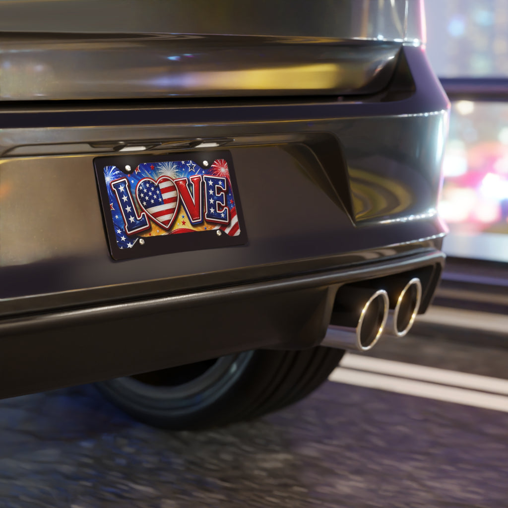 American Flag LOVE License Plate | Vanity Plate, Patriotic Car Decor