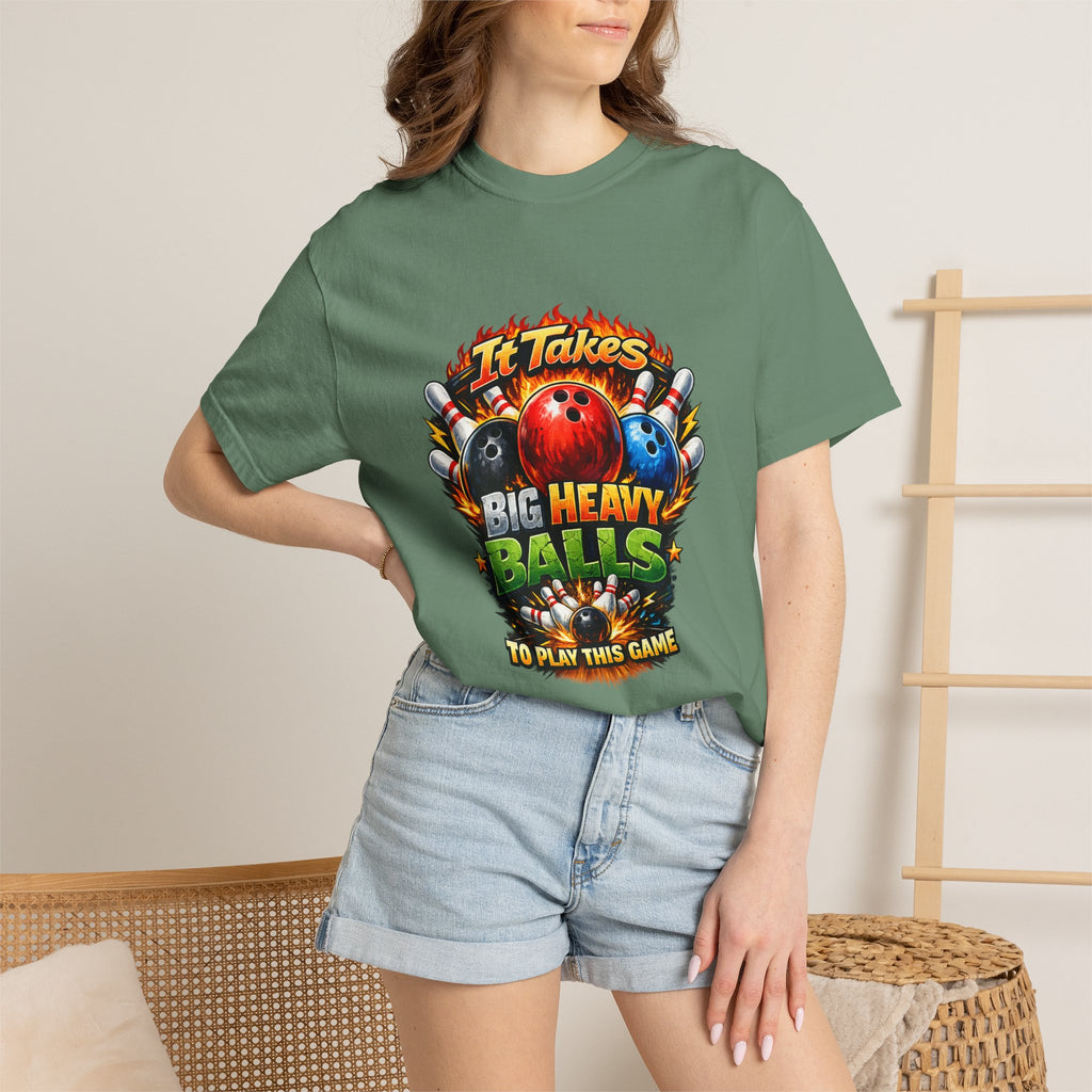 It Takes Big Heavy Balls To Play This Game T-shirt | Bowling Graphic Tee
