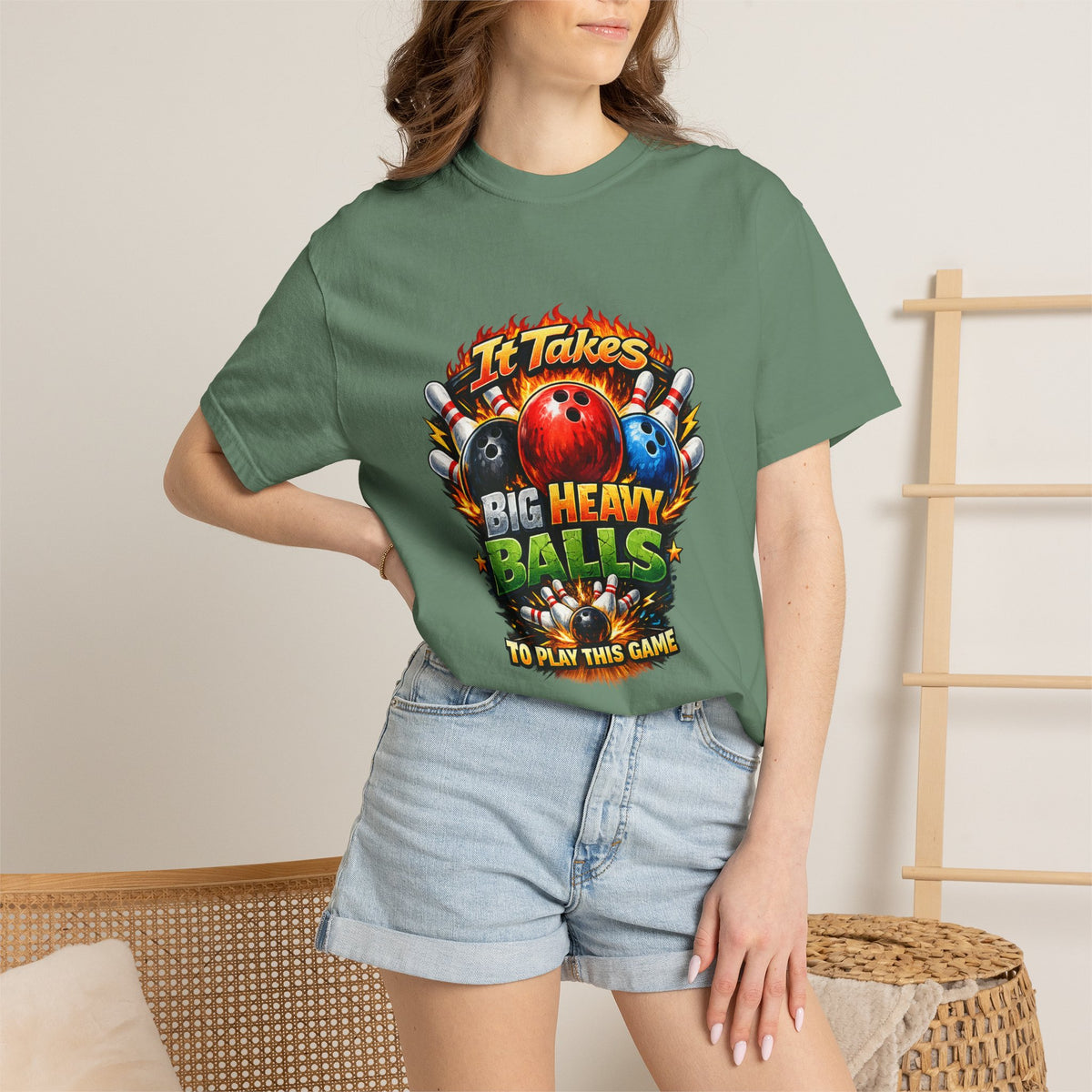 It Takes Big Heavy Balls To Play This Game T-shirt | Bowling Graphic Tee