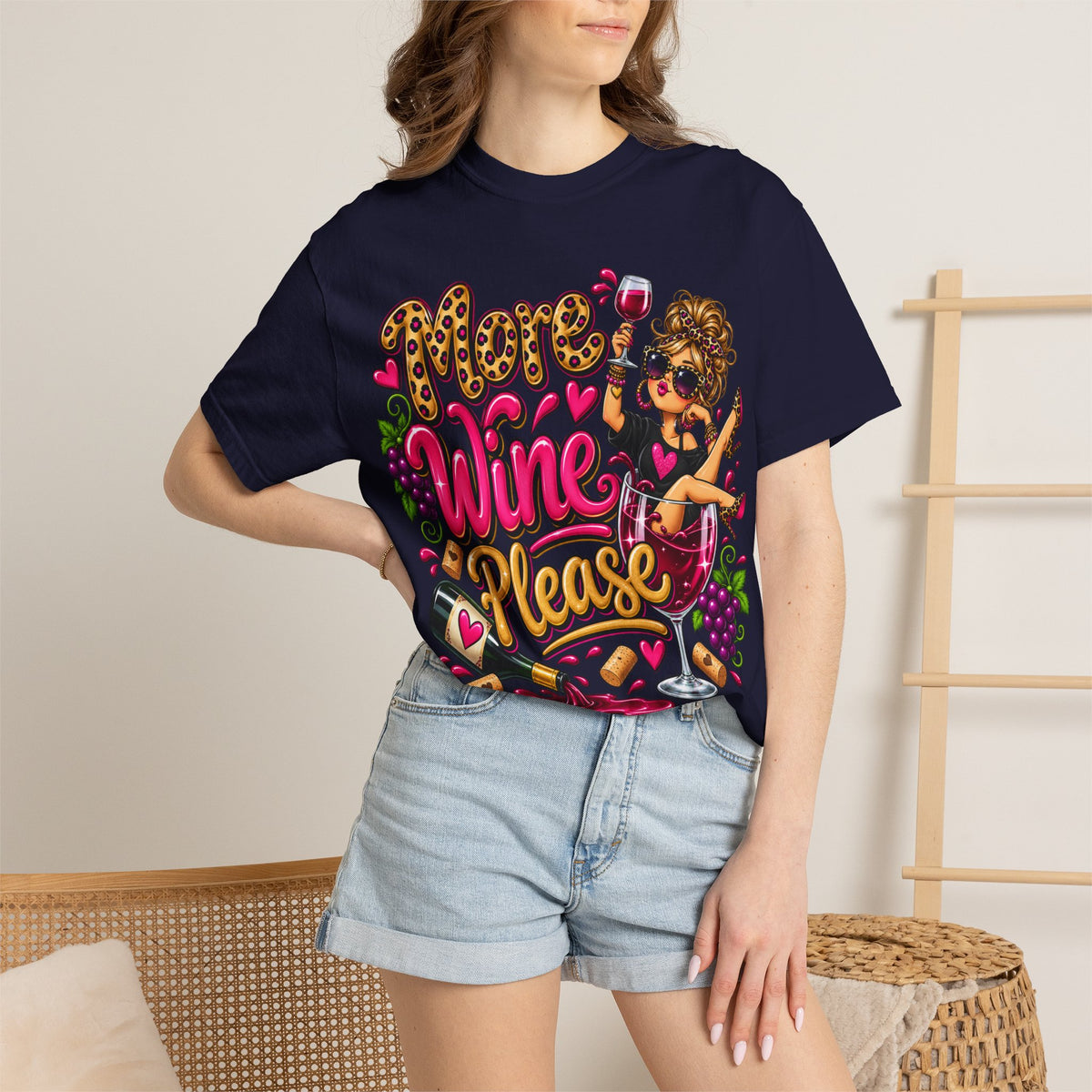 More Wine Please T-Shirt — Funny Wine Lover Graphic Tee
