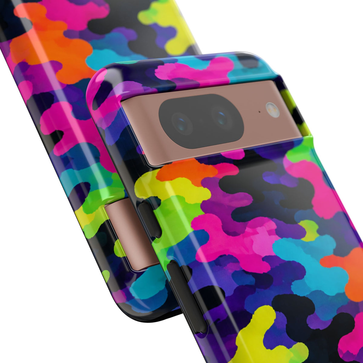 Neon Camo Tough Phone Case — Bright Rainbow Protective iPhone Cover