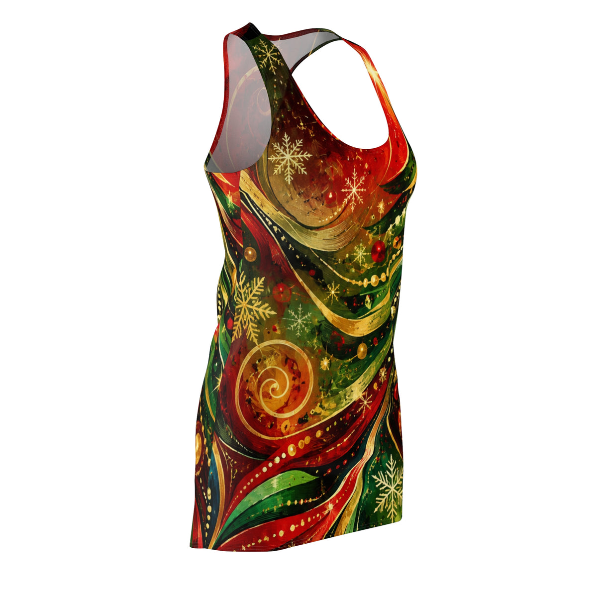 Christmas Tree Racerback Dress — Festive Swirl AOP Women's Dress