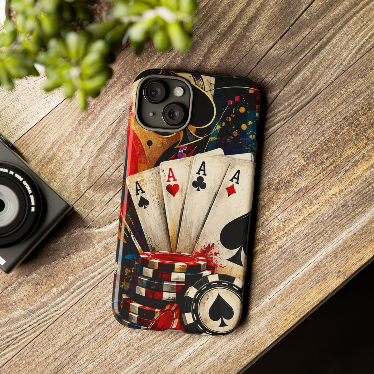 Casino Poker Ace Phone Case — Vintage Playing Cards & Chips Protective Cover