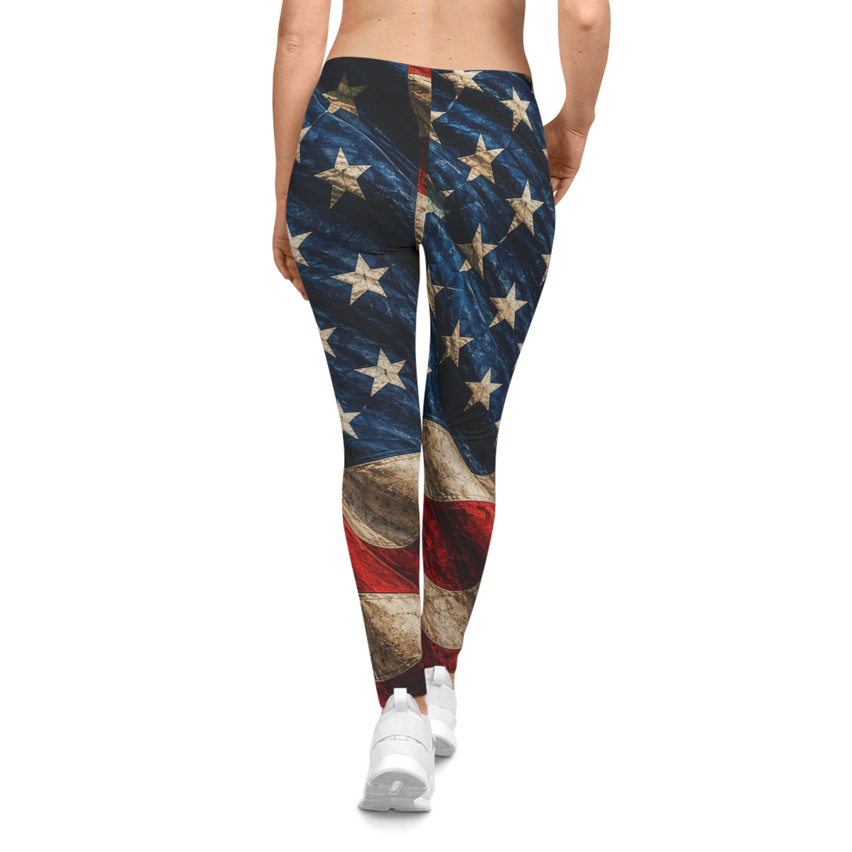 American Flag All-Over Print Leggings — Vintage Patriotic Women's Activewear