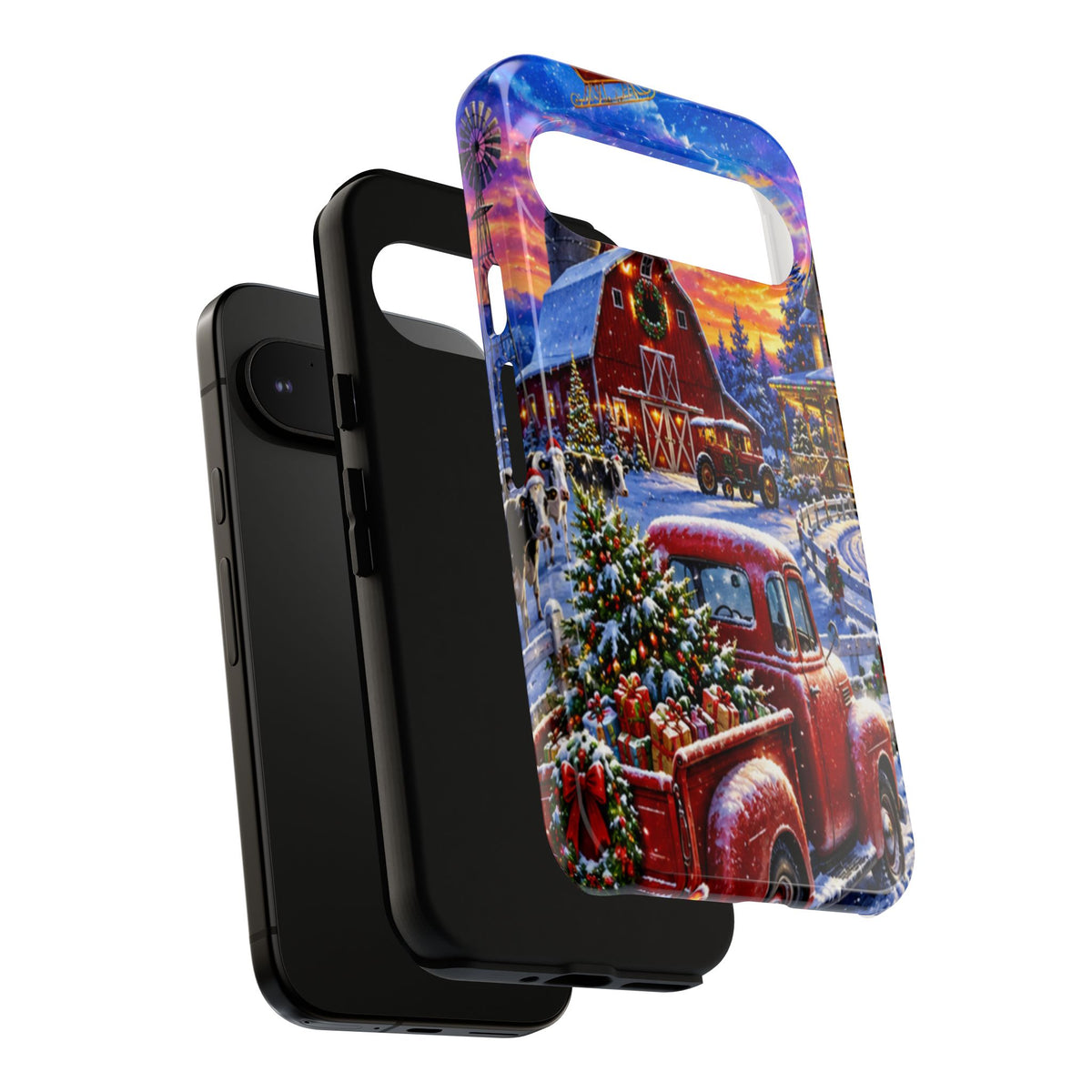 Christmas Farm Phone Case — Vintage Red Truck in Snowy Holiday Scene