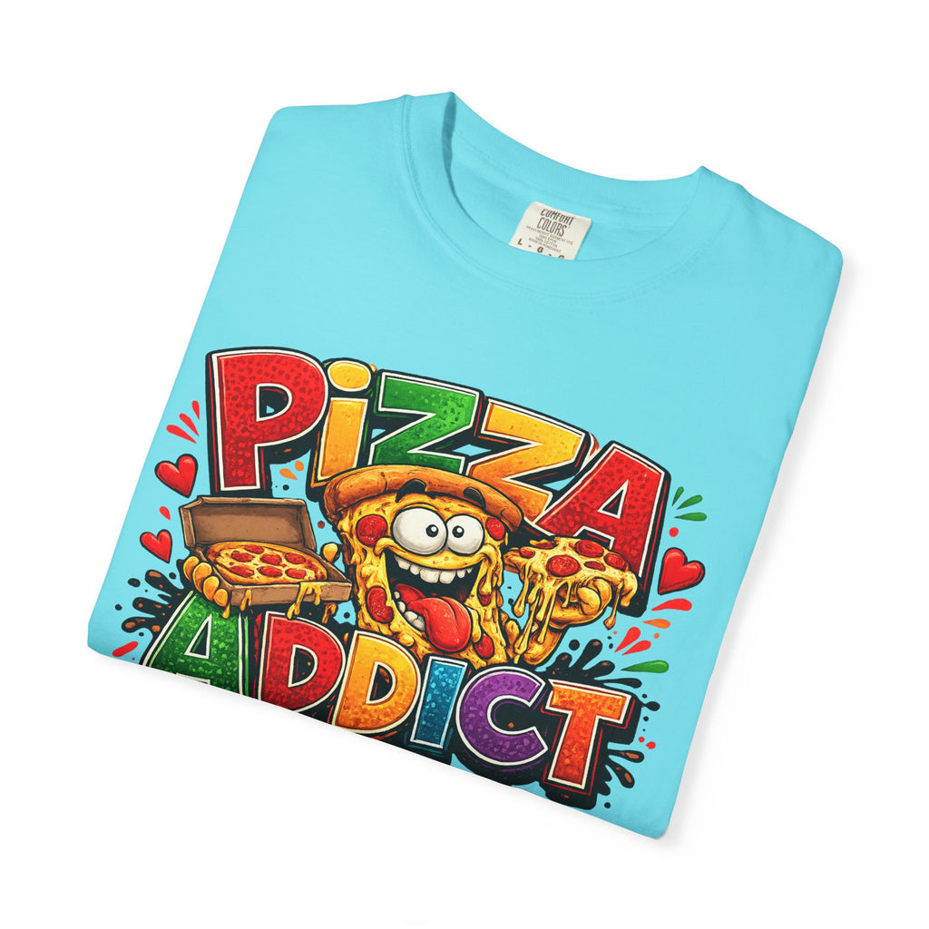 Pizza Addict T-shirt | Cartoon Slice Graphic, Funny Food Tee