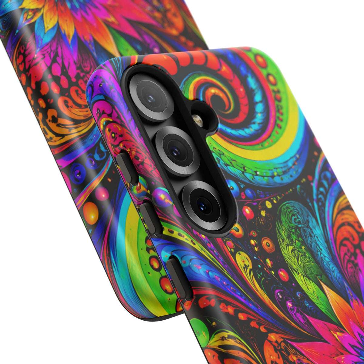 Psychedelic Floral Phone Case — Vibrant Swirl Tough Protective Cover