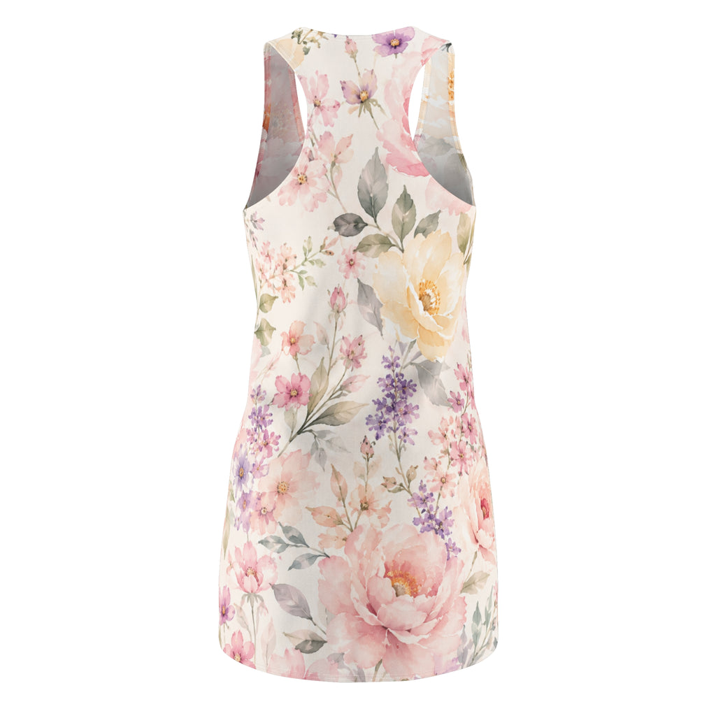 Watercolor Floral Dress Racerback | Pastel Roses Lavender AOP