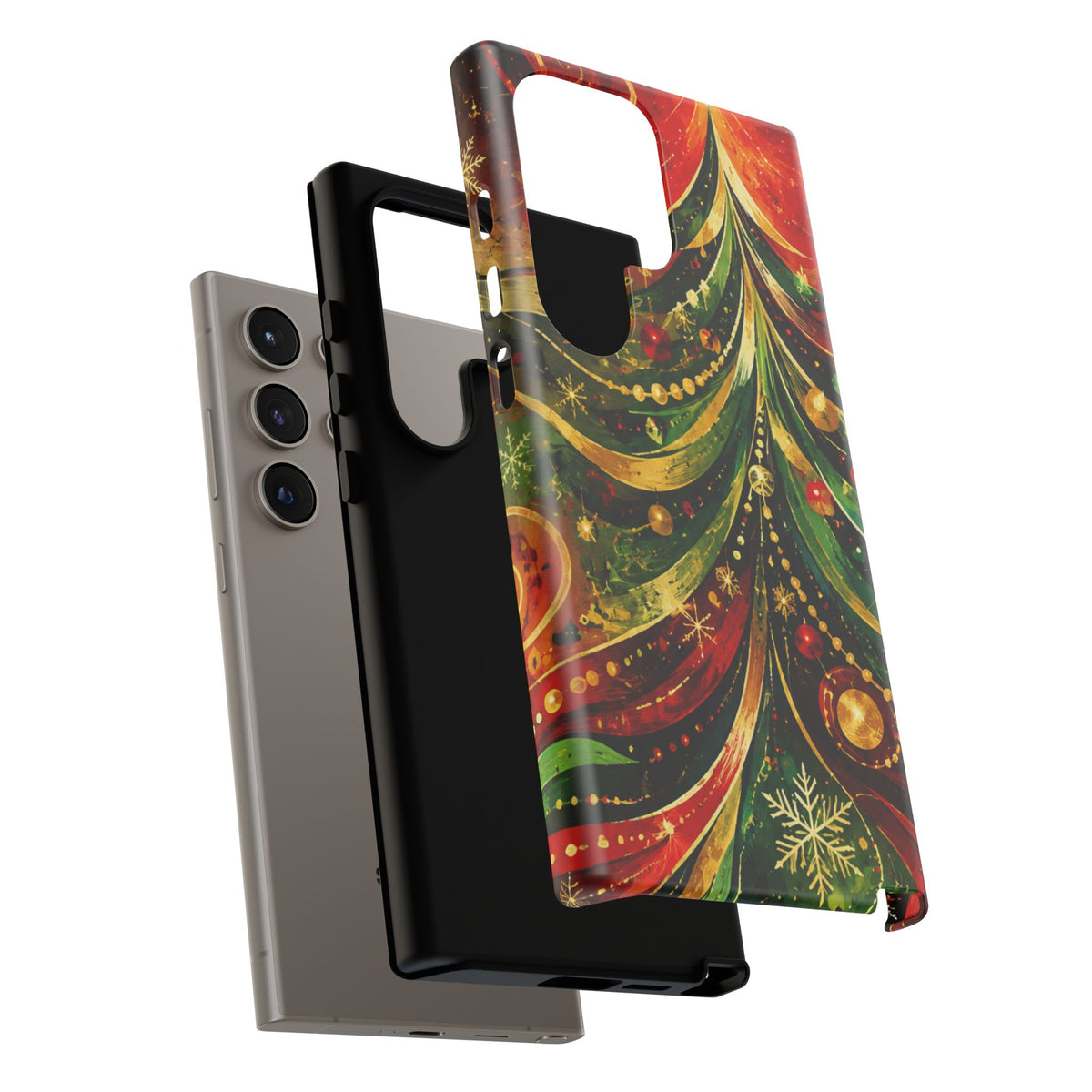 Christmas Tree Tough Phone Case — Festive Red & Green Holiday Phone Cover