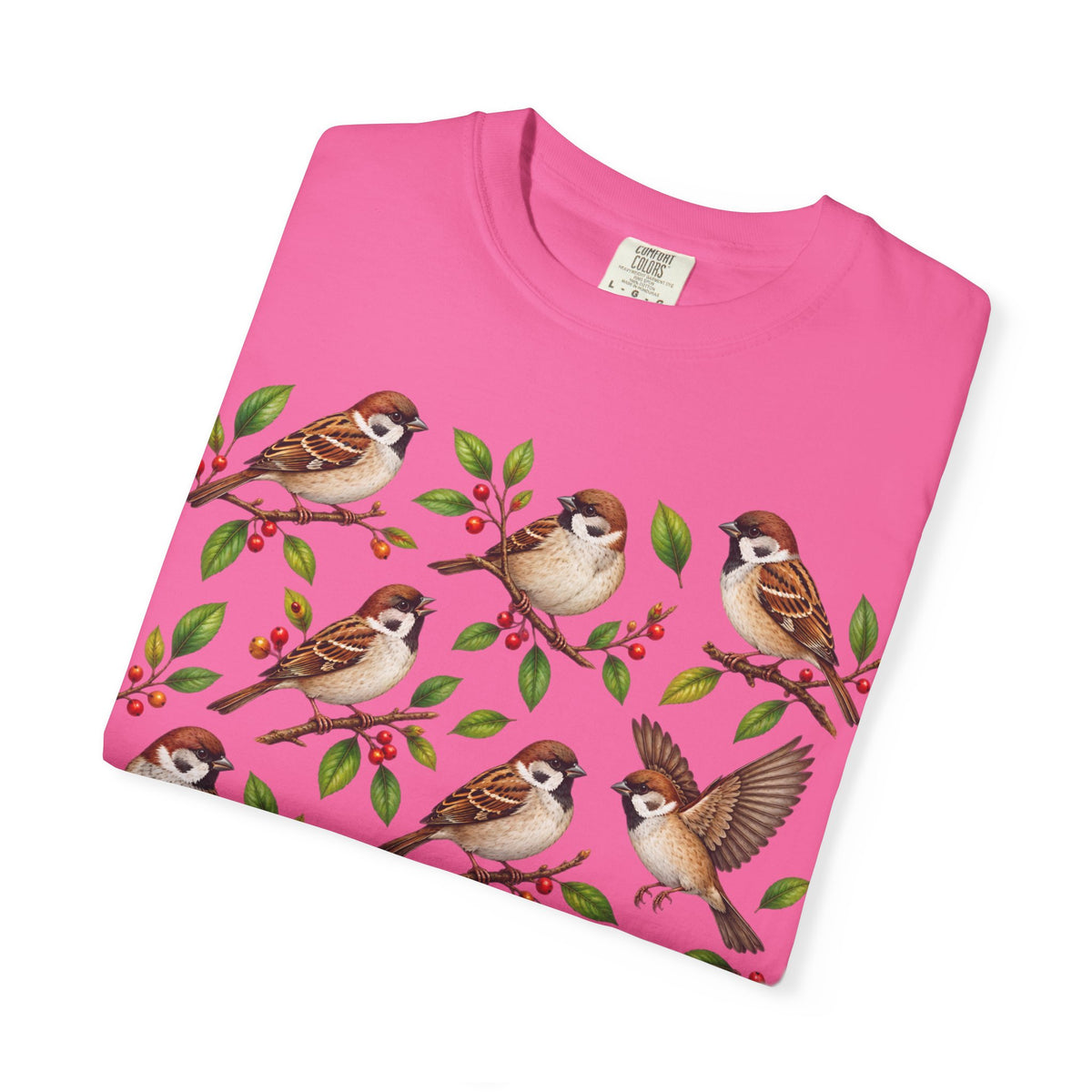 Sparrow Branches T-Shirt — Vintage Bird Illustration Tee for Bird Lovers & Nature Fans