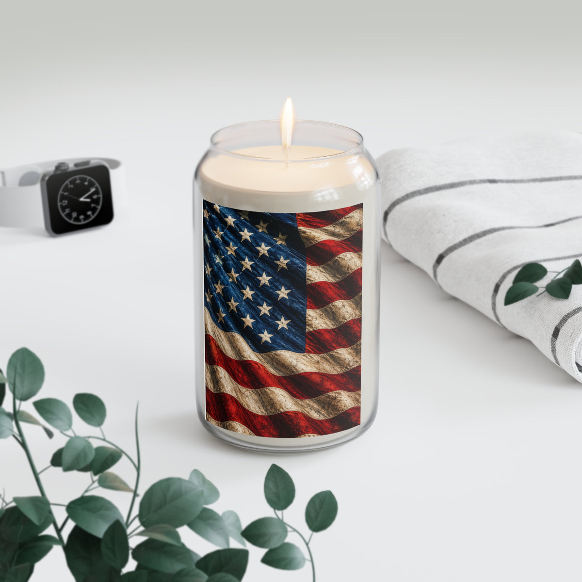 American Flag Scented Soy Candle - 13.75oz Patriotic Home Fragrance (Vintage Stars & Stripes)