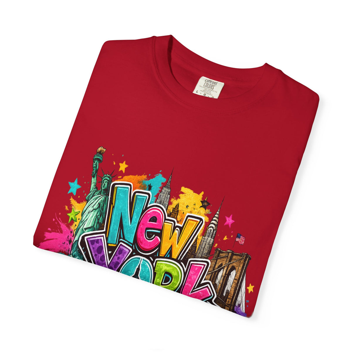 New York Graffiti Skyline T-shirt | Cityscape Taxi Brooklyn Bridge