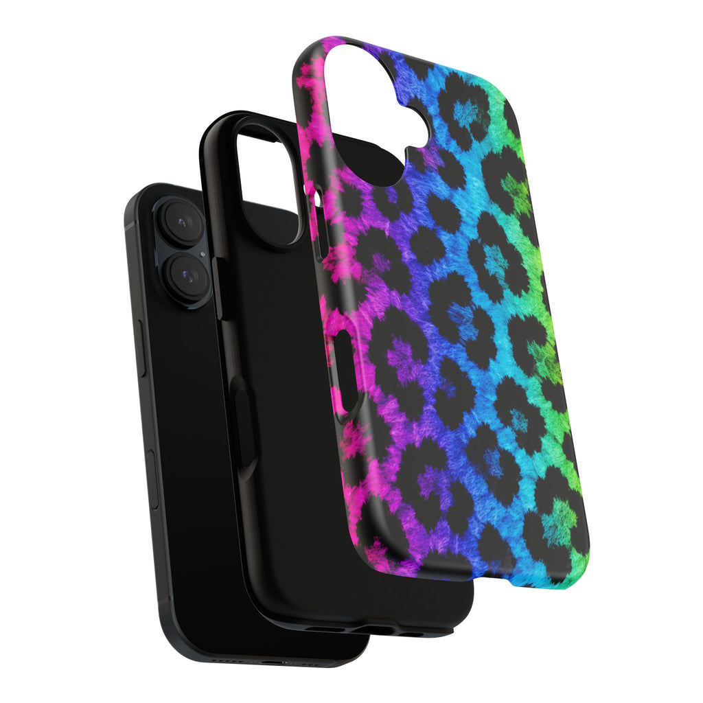 Neon Rainbow Leopard Tough Case – Colorful Animal Print Phone Cover