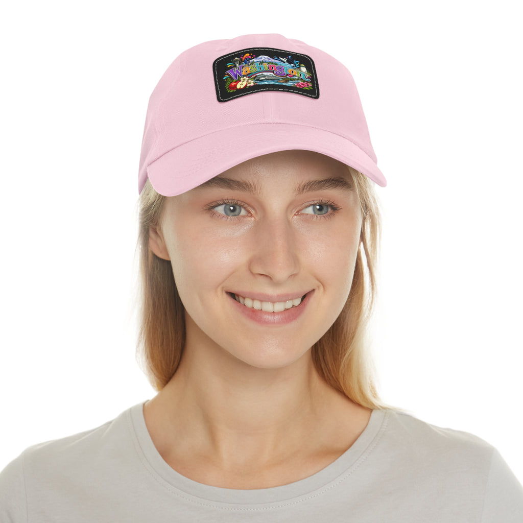 Washington State patch hat | leather rectangle dad hat