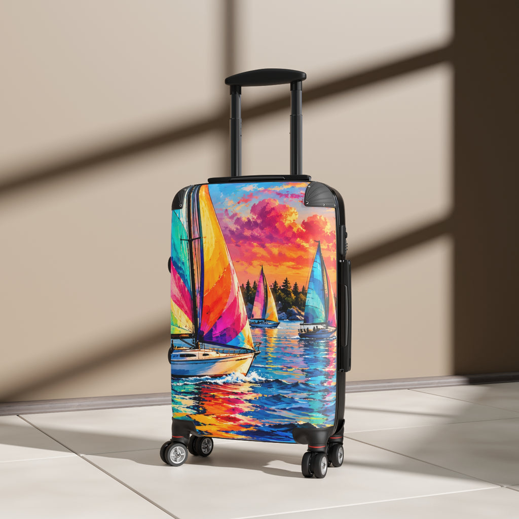 Sailboat Sunset Suitcase — Colorful Seascape Carry-On Luggage