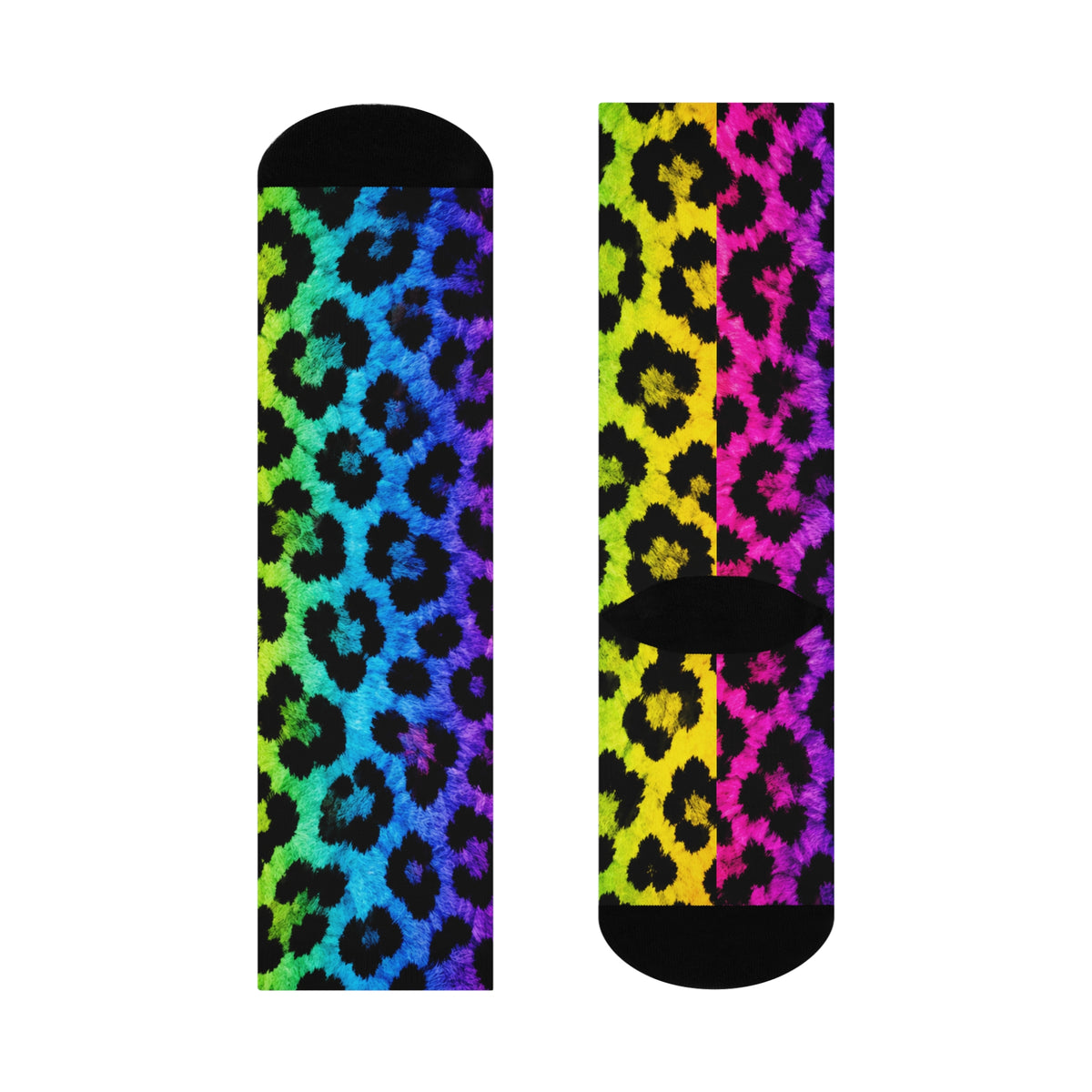 Rainbow Leopard Cushioned Crew Socks – Bold Animal Print Comfort