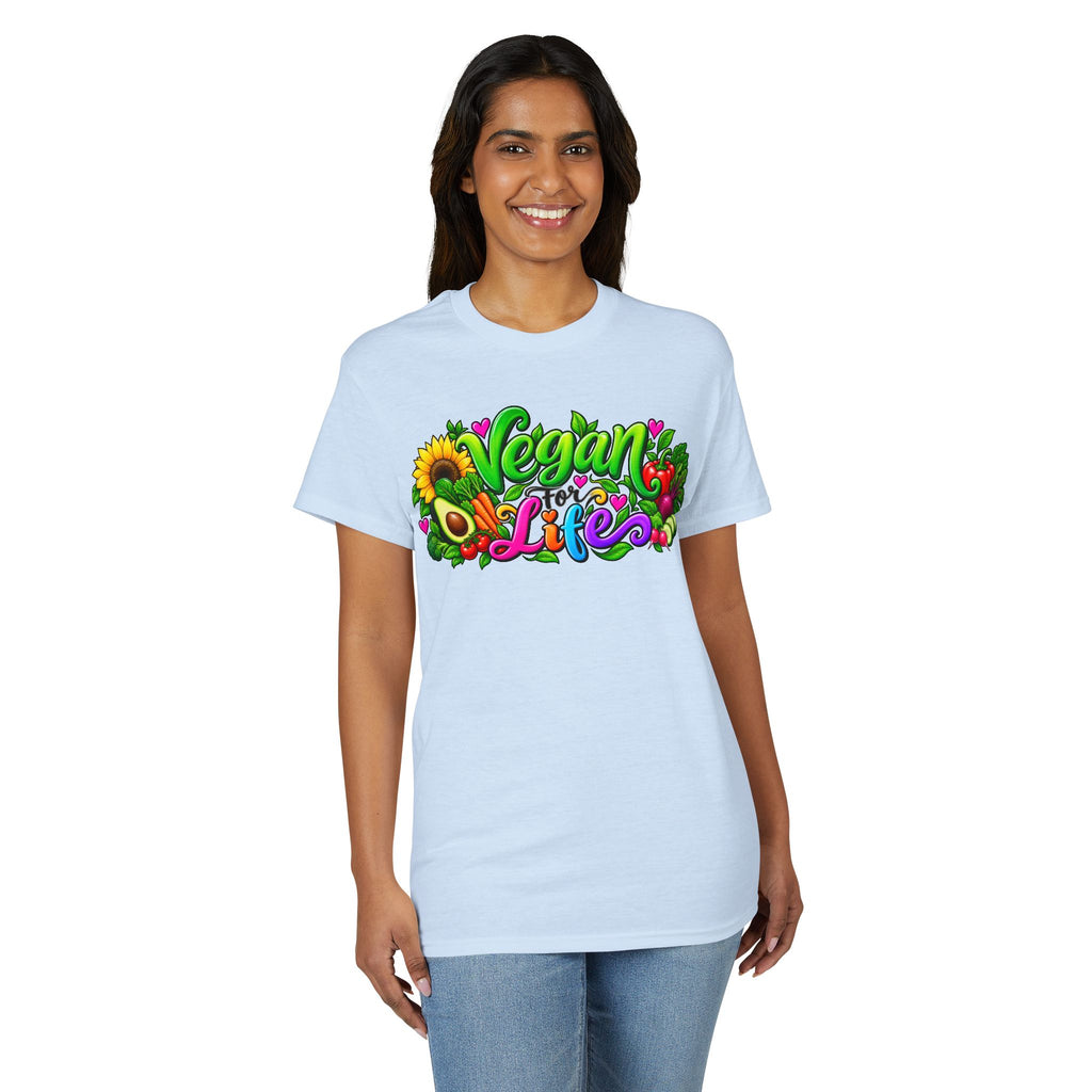 Vegan Life T‑Shirt — Colorful Sunflower & Avocado Plant-Based Pride Tee