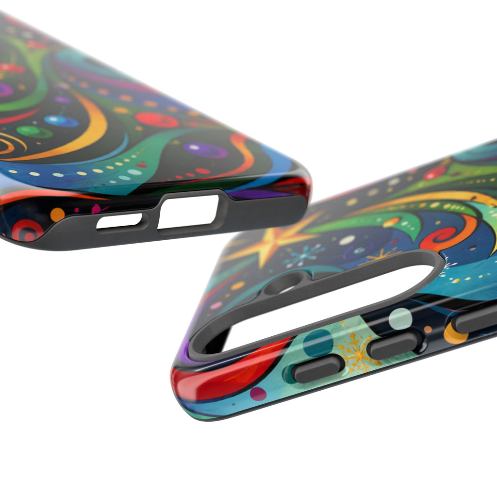 Colorful Swirl Christmas Tree Tough Phone Case
