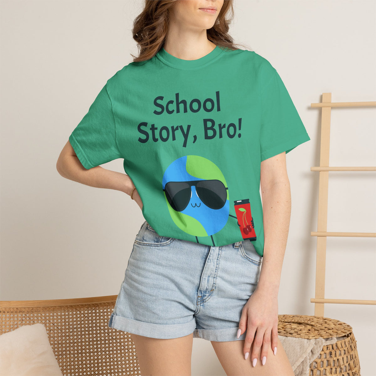 School Story, Bro! T-Shirt — Funny Earth Cartoon Tee for Students & Teachers