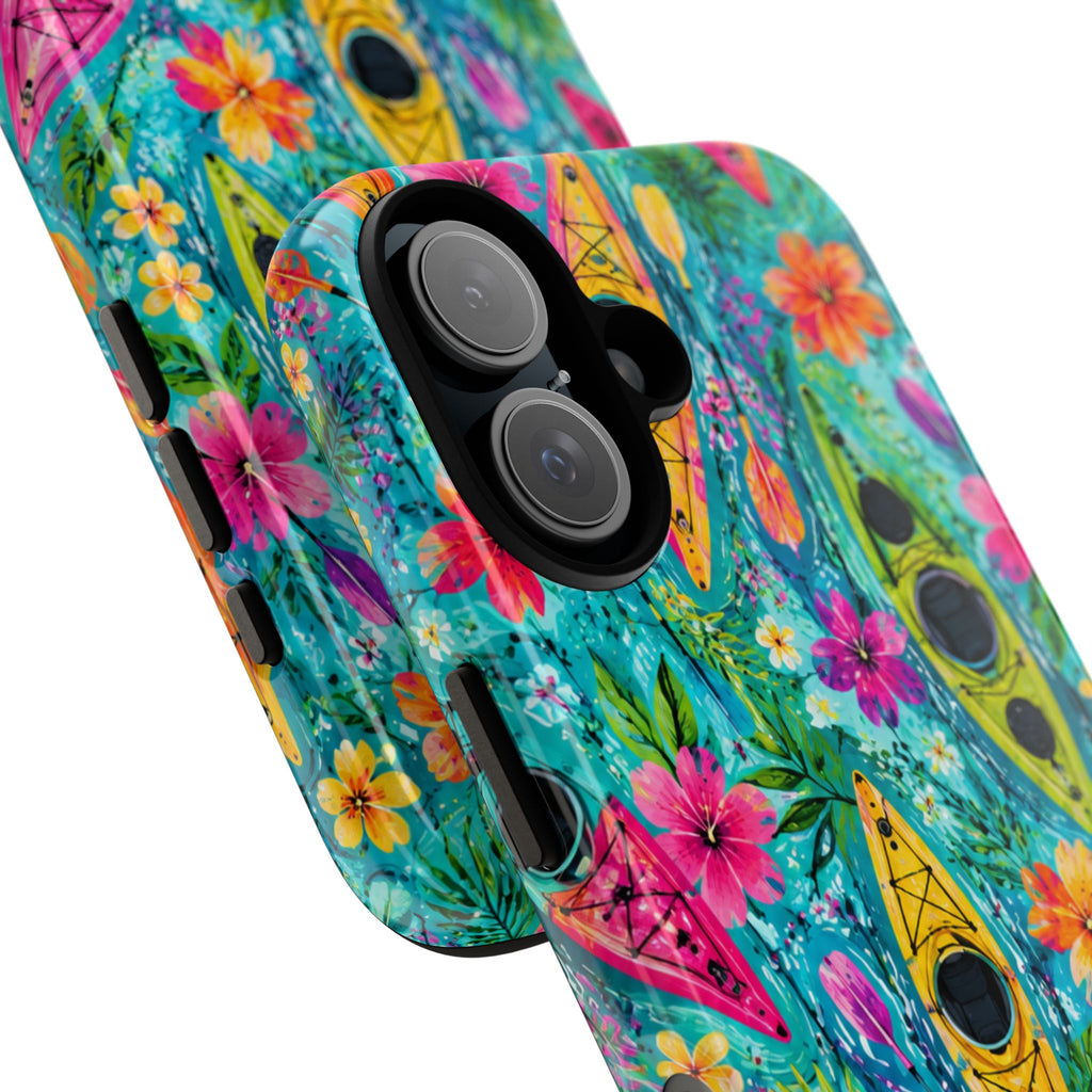 Tropical Kayak Phone Case – Colorful Floral Waterproof Pattern