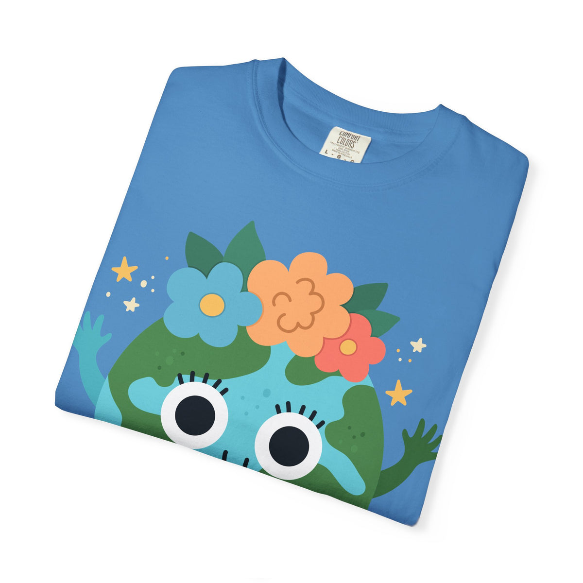 Flower Crown Earth Illustration T-shirt | Cute Planet Graphic