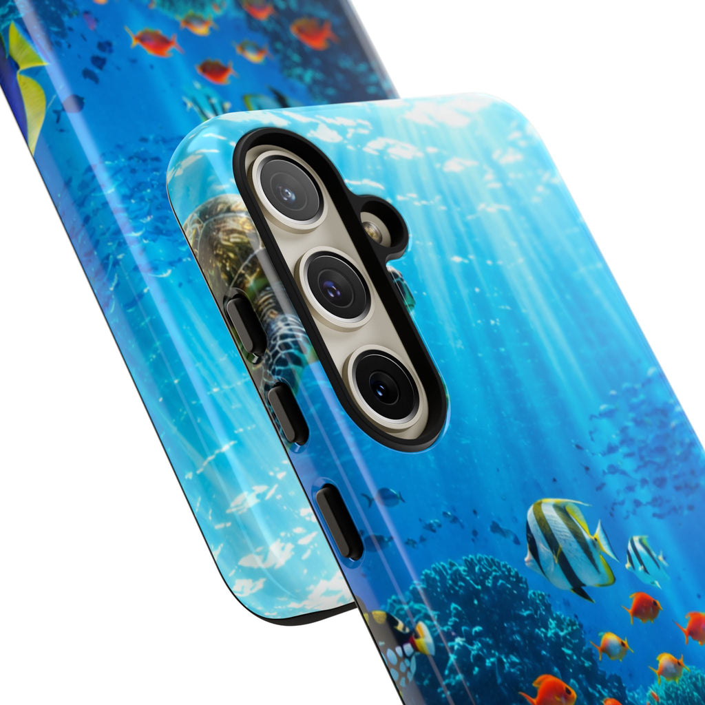 Underwater Ocean Life Tough Phone Case — Coral Reef & Sea Turtle Protective Cover