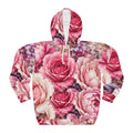 Floral Rose All-Over Print Hoodie — Pink Vintage Garden Pullover