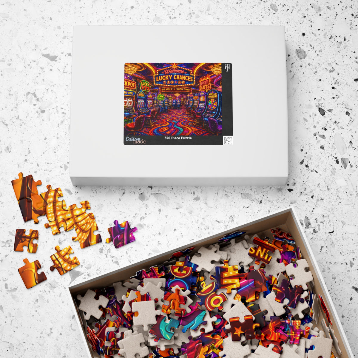 Neon Casino Arcade Scene Puzzle 1014-Piece | Vegas Slots Jigsaw