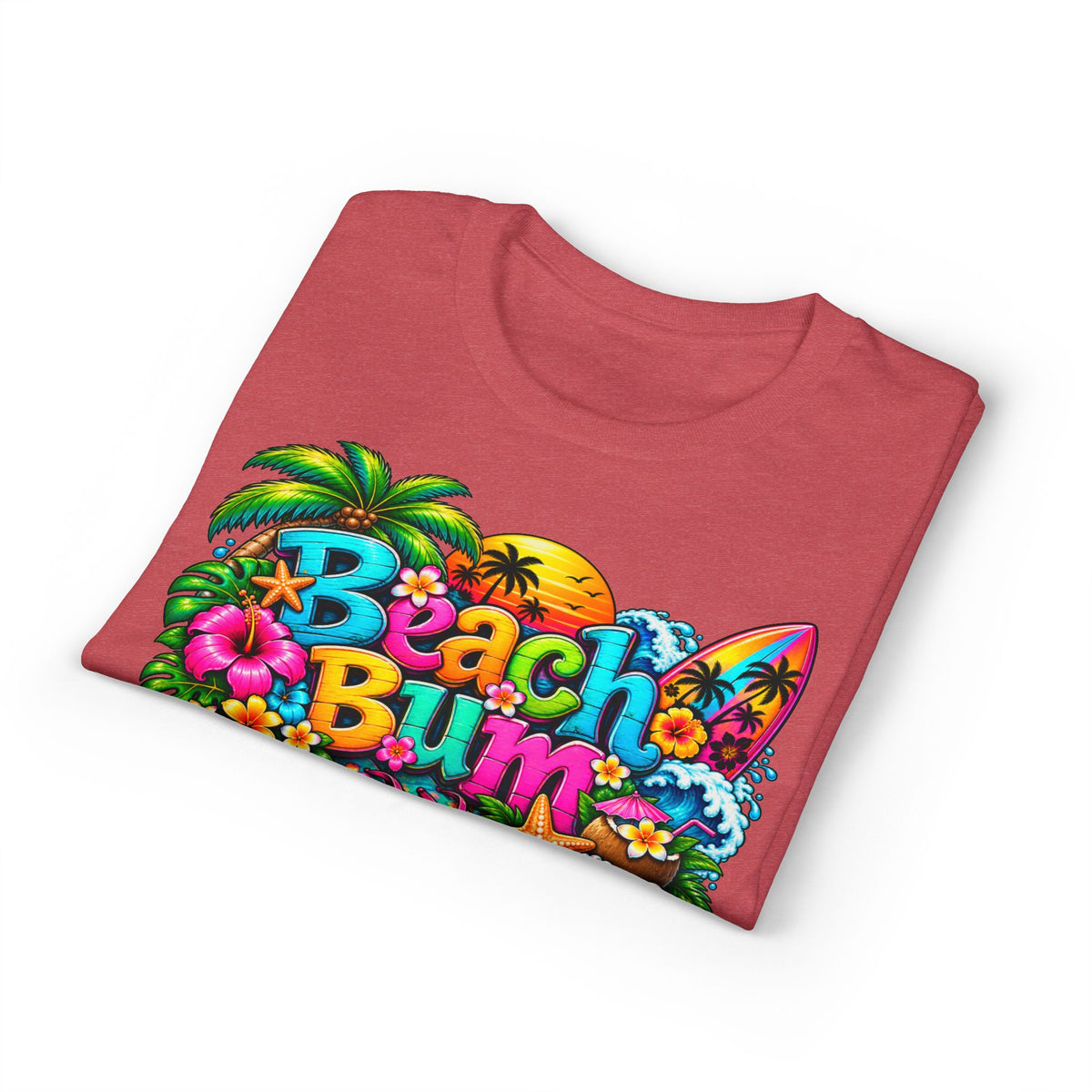 Beach Bum T-Shirt — Colorful Surf & Tropical Graphic Tee