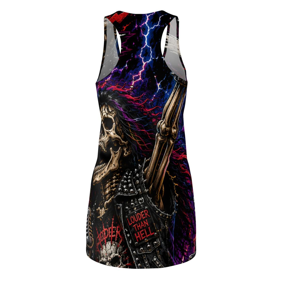 Skull Rider Racerback Dress — Gothic Biker All-Over Print