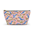 Bluebird Pattern Accessory Pouch | Pink Floral Zip Pouch