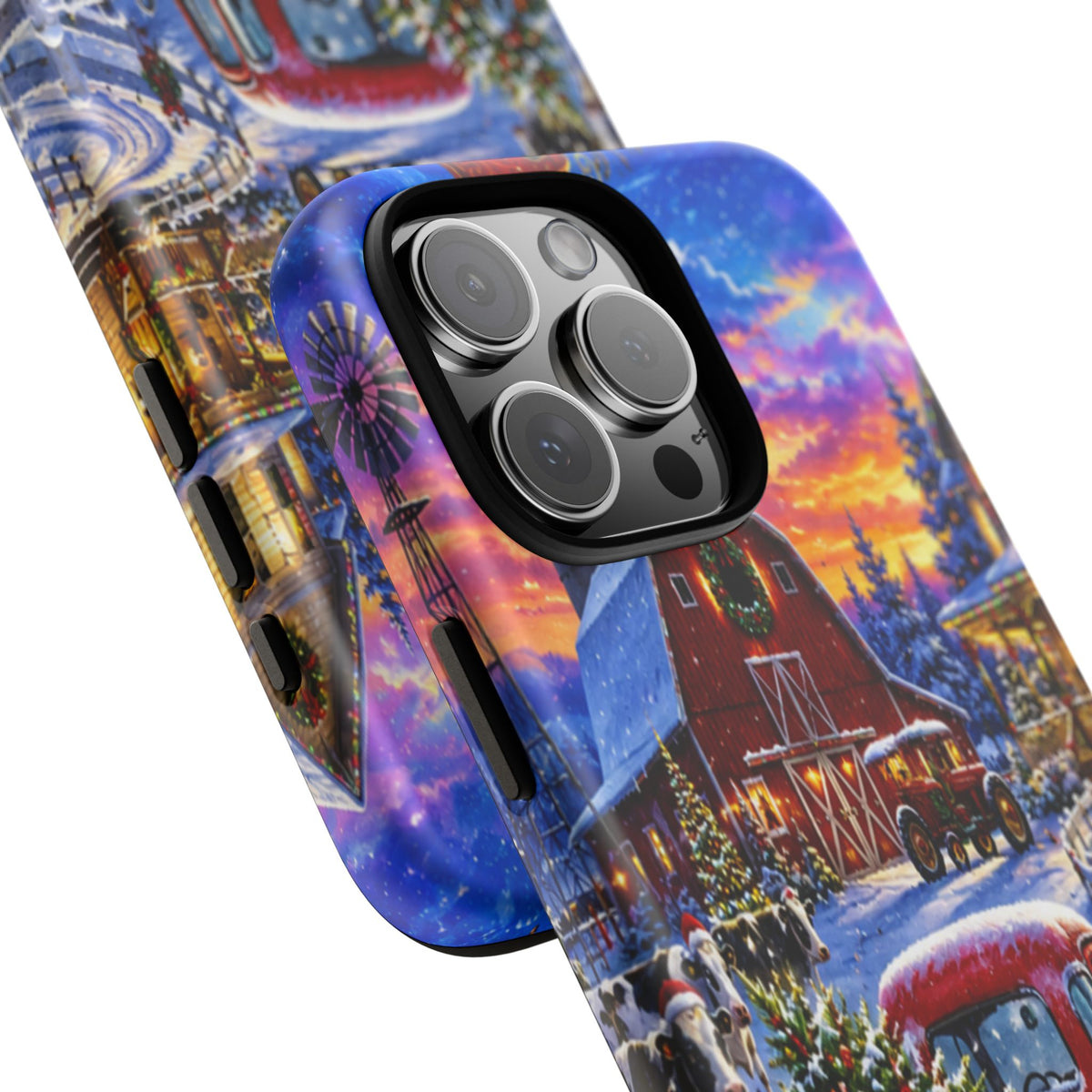 Christmas Farm Phone Case — Vintage Red Truck in Snowy Holiday Scene