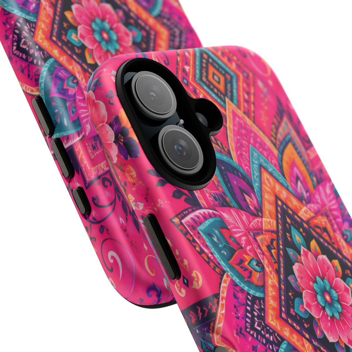 Floral Mandala Tough Phone Case — Pink Boho Protective Cover